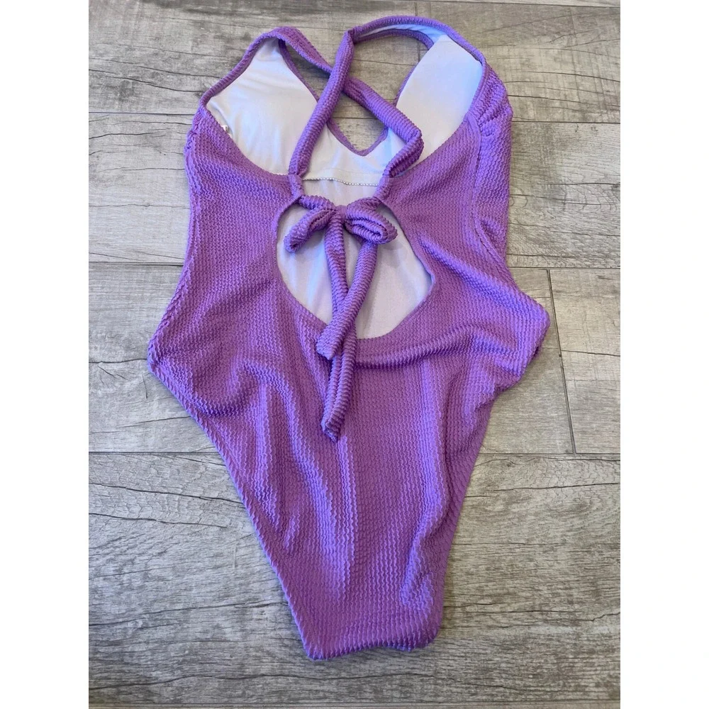 Becca‎ by Rebecca Virtue Purple Textured One Piece Swimsuit V-Neck XXL 1611431 - Picture 9 of 11